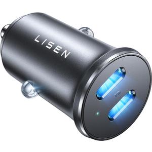 LISEN 90W USB C Car Charger USB C Fast Charge, 45W PD&QC 3.0 Fast Car Charger for Samsung Galaxy S26 S25, Cigarette Lighter USB Charger Adapter for iPhone 17 Air 16 15 Pro Max [All Metal & Mini]