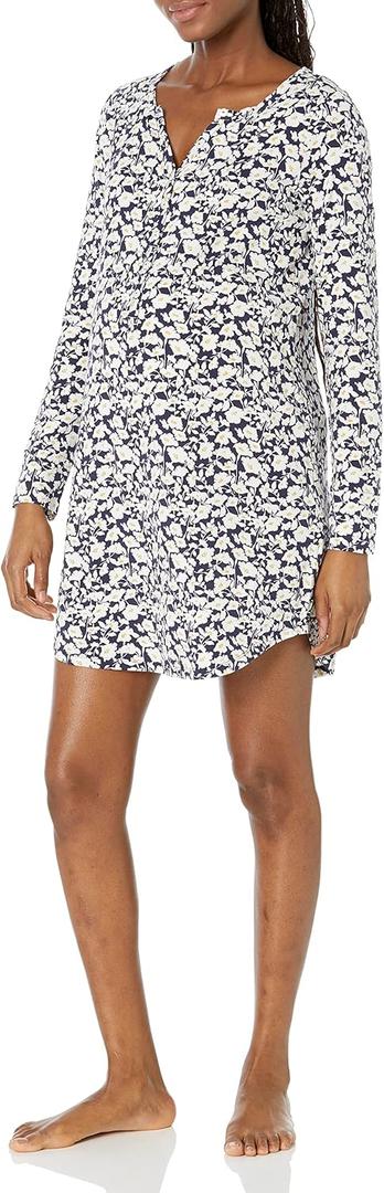 Amazon Essentials Womens Maternity Nursing Nightdress (X-Small, Navy Silhouette Floral)