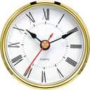 Hicarer 2.8 Inch/ 70 mm Round Quartz Clock Insert, Clock Movement Insert, Gold Trim, Red Second Hand, Roman Numeral, Quartz Movement