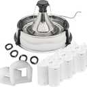 PetSafe Drinkwell Stainless Multi-Pet Pet Fountain with Extra 12-Pack of | Customizable 1-5 Water Streams, Rust/Scratch-Resistant Stainless Steel, 12 Carbon + 2 Foam Filters Included
