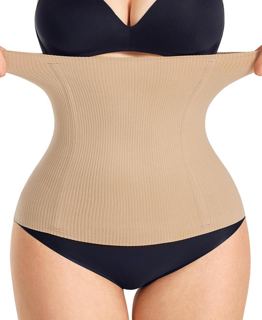 YERKOAD Waist Trainer for Women Corset Shapewear Tummy Control Faja Body Shaper Waist Cincher Postpartum Belly Band (Small, Beige)