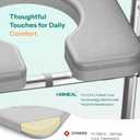 HOMEAL Seat Riser for Seniors with Bucket, Adjustable Raised Toilet Seat with Handles, Supports 450LBS, Heavy-Duty 3in1 Bedside Commode Chair for Any Toilet, Shower & Bedside (Grey, with Bucket)