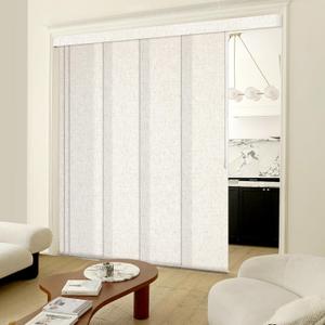 Adjustable Panel Track Blinds Light Filtering Vertical Blinds with Valance, Room Dividers, Retractable Track from 70" to 133" W, Trimmable Panel Up to 102" H (Linen Beige)