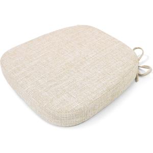 SINOSSO Thickened 2.5" Dining Chair Cushion, Soft Blended High Density Support Foam Kitchen Seat Cushion with Ties, U-Shaped Non-Slip Indoor Chair Pad, 16.5" x 16", 1 PCS, Beige, 16.5x 16.1x 2.5"-1pcs