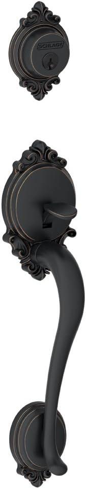Schlage F58 BRK 716 Brookshire Exterior Handleset with Deadbolt, Aged Bronze (Exterior Half Only)