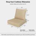 Outdoor 24"x24" Deep Seat Patio Cushion Set of 2, Outdoor Chair Cushions with Water-Resistant UV Resistant Weather Resistant Sectional Sofa Pad and Removable Covers,Beige, 24"x24"x5.5";2 Sets