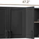 ChooChoo Laundry Room Cabinets, 3 Doors Wall Mounted Storage Cabinet, Kitchen Wall Storage, Bathroom Wall Cabinet, Black