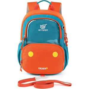 SKYSPER Small Toddler Backpack with Safety Anti-lost Leash Kids Travel Daypack for Preschool Kindergarten for Boys Girls (Orange/Green)