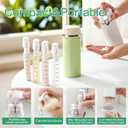 4 in 1 Travel Dispenser Bottle for Flying Essentials Camping Toiletries Pump Leak Proof Size Portable Containers for Shampoo Lotion Creams Body Wash Conditioner Refillable Attached Label (Green)