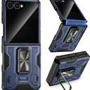 VEGO for Galaxy Z Flip 7 Case [Built-in Privacy Screen Protector][Anti-Peeping][Anti-Scratch][Hinge Protection] Full-Body Protection Ring Kickstand Phone Case for Samsung Galaxy Z Flip 7 5G 2025 -Blue