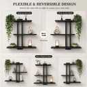 Black Floating Shelves for Bathroom, 3 Tier Pine Wood Wall Mounted Shelf, 20 Inch Large Wall Mounted Shelf for Towels, Toiletries, Plants, Photos, Home Decor