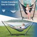 SUNCREAT 2-in-1 Convertible Backyard Fabric Hammock with Stand, Large Hammocks for Outside, Patented, Light Green Stripes