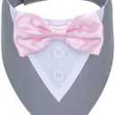 ADOGGYGO Formal Dog Tuxedo Wedding Pet Bandana Collar with Bowtie, Adjustable Birthday Wedding Formal Tux Costumes for Medium Dogs Pets (M, Grey)