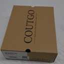 Coutgo Women's Chunky Platform High Heels Closed Toe Ankle Strap Pumps Wedding Party Dress Shoes Beige, 7.5