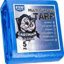 CARTMAN Finished Size 8x10 Feet Blue Poly Tarp 5 Mil Thick, Multipurpose Protective Cover for Camping, Tent, Boat, RV, Car
