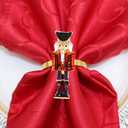 6Pcs Nutcracker Napkin Rings Metal Christmas Napkin Buckle Decoration for Holiday Dining Table Party Wedding Tabletop Decor