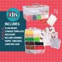 10,000-Piece Holiday Fuse Bead Kit for DIY Xmas Ornaments - 8 Unique Christmas Designs w Peg Boards, Tweezers, Ironing Papers - Great for Homemade Ornaments, Holiday Classroom Parties Family Activity