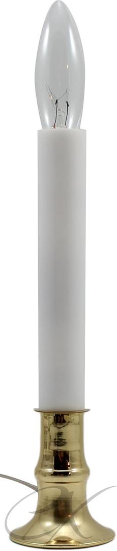 Darice Brass Plated Candle Lamp, 9 Tall  Classic Window Candle with 7-Watt Glass Bulb Included, Automatic Light Sensor, Electric Candles with Bright, Warm Light