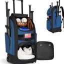 Rolling Baseball Bag with Wheels, 60L Capacity Wheeled Softball bag with Shoe Compartment for Youth & Adult, Bat bag with Hidden Straps,Fence Hook,Holds 4 Bat, Helmet, Glove