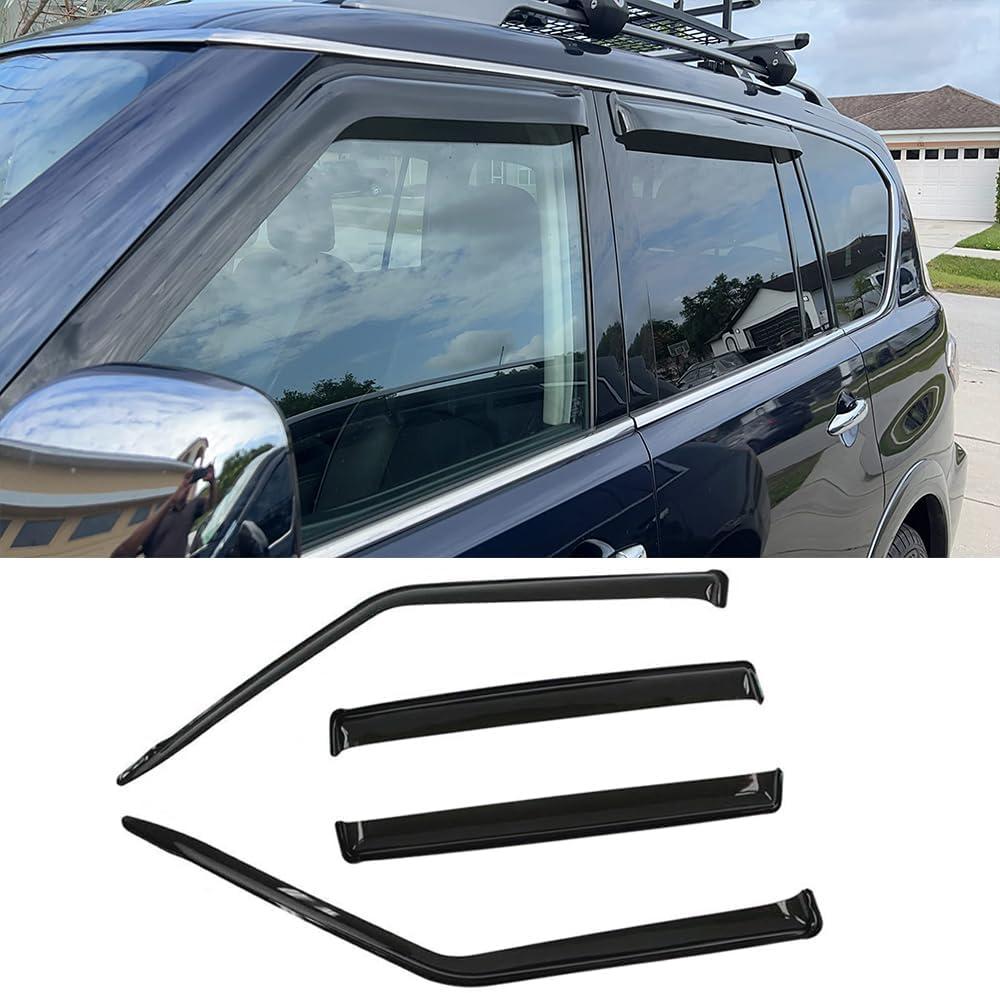 NI60 Original Side Window Wind Vent Deflector,4pcs Outside Mount Tape-On Nice Sun Rain Guards Set,Window Visor fit for 2017-2023 Nissan Armada
