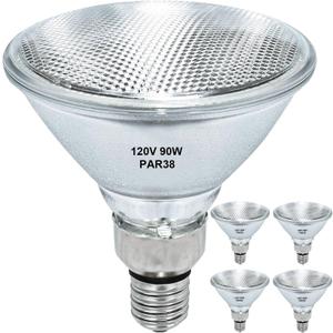 Par38 Halogen Flood Light Bulb 90W 120V, 4Pcs Outdoor PAR38 90W Light Bulbs,Dimmable, E26 Medium Base, Warm White, High Output Reflector Flood Lights for Indoor and Outdoor