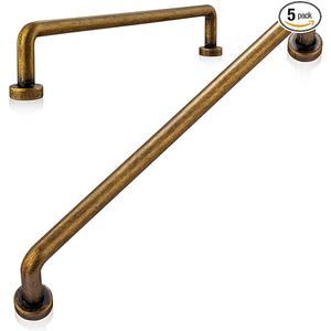 5-Pack Antique Brass Cabinet Pulls, 7-9/16" Hole Center Bar Drawer Handles for Kitchen Cupboards Dressers, Vintage Home Improvement Hardware