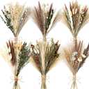 6 Bunches Large Size Dried Flower Bouquet 15 -17 Inch Natural Dried Pampas Grass Decor with Dried Rabbit Tail Grass Eucalyptus with Stems for Vase Boho Wedding Rustic Farmhour Home Floral Arrangement