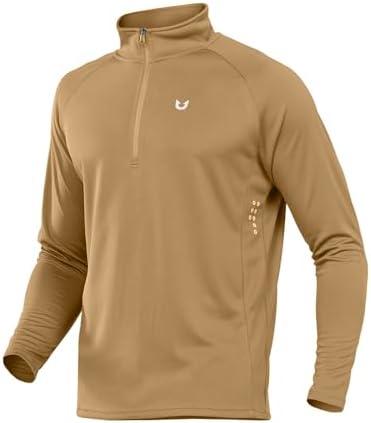 NORTHYARD Men's Running Shirt Long Sleeve Quarter Zip Pullover Moisture Wicking Quick Dry Athletic Workout Shirts L