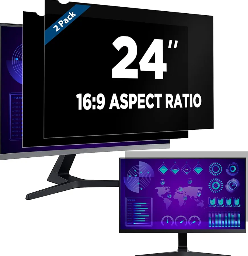Magicmoon 2-Pack 24 Inch Computer Privacy Screen Filter, Anti-Spy/Glare Protector Film for Widescreen Monitor with 16:9 Aspect Ratio (Width x Height: 531mm x 298mm)