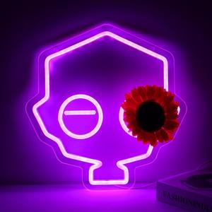 JFLLamp Purple Game Character Neon Signs for Wall Decor Game Logo Neon Lights for Bedroom Led Signs Suitable for Dormitory Man Cave Christmas Gift