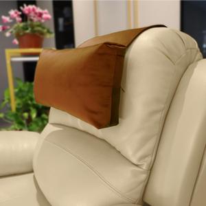 Velvet Recliner Head Pillow with Non-Slip Base - Adjustable Neck Support for Pain Relief in Home, Office and Travel (Pumpkin)