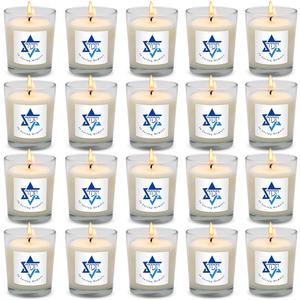 20 Pack White Yahrzeit Candles - Yahrzeit Memorial Candles, Memorial Bereavement Gifts for Loss of Loved One, Jewish Sympathy, Natural Soy Wax Hand Poured