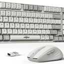 2.4G Wireless Keyboard and Mouse Combo with Silent Touch, One-Key to Switch Windows, Mac OS, Quiet Soft Click, Compact Full-Size (98 Keys) Typewriter Keyboard for PC, Desktop, Laptop, MacBook- White