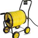 Garden Hose Reel Cart, Heavy Duty Steel Reel with Wheels, Garden Hose Holder for Outside, Backyard, or Lawn, Mobile Garden Cart Holds Up to 250 ft of 5/8