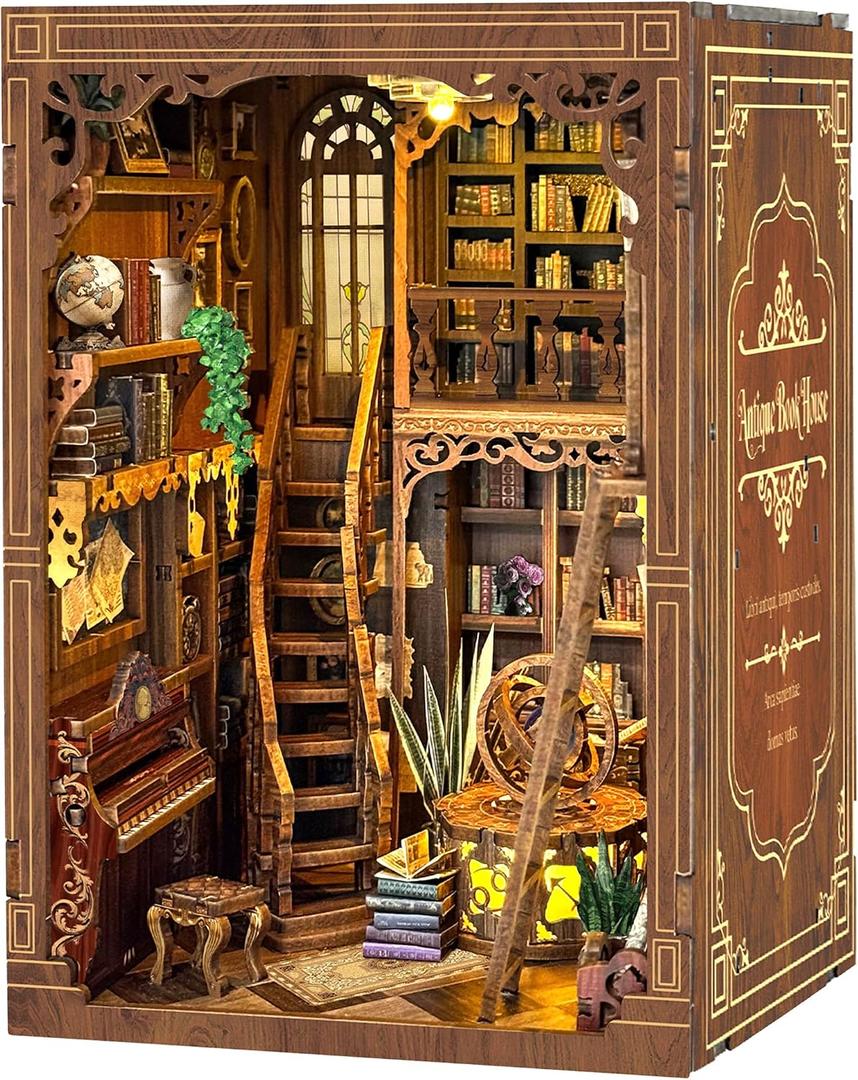 Book Nook DIY Miniature House Kit - Booknook Kit for Adults, Bookshelf Decor 3D Wooden Puzzle, Birthday Gifts for Book Lovers Women Friends - Myriad Books House