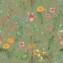 VEELIKE 17.7''x354'' Green Floral Peel and Stick Wallpaper Vintage Wildflower Floral Wallpaper Prepasted Removable Botanical Wall Paper for Bedroom Bathroom Greenery Contact Paper for Walls Cabinets