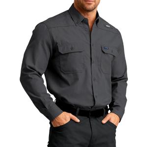 FR Ripstop & Waterproof Welding Shirts for Men 6.5oz Long Sleeve Button Down Fire Retardant 100% Cotton Shirts CAT2, Size: X-Large