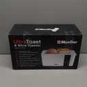 Mueller UltraToast Full Stainless Steel Toaster 4 Slice, Long Extra-Wide Slots for Bagels and Waffles, 6 Browning Levels, LED Display, Cancel/Defrost/Reheat Functions & Removable Tray, Kitchen Gadgets
