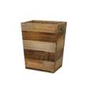Small Wood Trash Can, Farmhouse Rectangular Garbage Can Waste Basket, Rustic Distressed Reclaimed Wood Wastebasket, Vintage Wooden Trash Recycling Bin Storage Basket with Metal Handles (Natural)