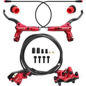 Zoom HB876E Hydraulic Disc Brakes Set 4-Pistons E-Bike Electric Power-OffHydraulic Brake Set for eBike, Mountain Bike, Road Bike (Red)