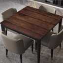 DUNHUANG Square Waterproof Tablecloth (Polyester, Suitable for 42"x42" Table, Wooden Texture -60) - Fitted, Elastic, Modern Design for Indoor Outdoor Party Dinner Patio Decor