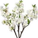 DILATATA 3 Pcs 19" Cherry Blossom Branches for Vase Faux Cherry Flowers Picks White Peach Blossom for Floral Arrangements Artificial Apple Blossom Fake Silk Flower for Home Wedding Table Decor