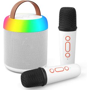 Karaoke Microphone Machine with 2 Drivers for Kids Adults, Muscial Singing Toy for Girls Boys, Bluetooth Speaker Birthday Gift Stocking Stuffer Classroom Prizes Party Game