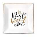 LADY&HOME Gifts for Mom Mother's Day Trinket Dish Birthday Mother's Day Gifts for Mom Ceramic Ring Dish for Mom (Best Mom)