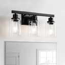 DIKAIDA 3-Light Bathroom Light Fixtures, Black Bathroom Vanity Light with Clear Glass Shade, Modern Bathroom Wall Lights Over Mirror, Farmhouse Wall Sconces Lighting for Bedroom LivingRoom