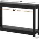 Besiost 47" Farmhouse Wood Entryway Table Narrow Console Table with Storage Behind Couch Sofa Table with Shelves for Entry Way with Open Storage, Easy Assembly, Embossed Wood Grain Black, 47"*31.3