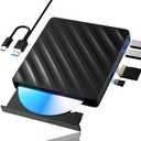 5 in 1 External Blu Ray Drive, Portable Blu Ray Player with USB 3.0 Type-C, CD DVD Burner 3D Blu Ray with SD/TF Port, Blu Ray Drive Compatible with Windows Laptop Desktop (Updated Version)