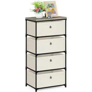 HAITRAL Fabric Storage Chest, Drawer Clothes Organizer - 4 Drawers Storage Organizer Unit for Closet, Easy Assembly Closet Dresser for Dorm, Bedroom, Hallway, Storage Bins (Off White)