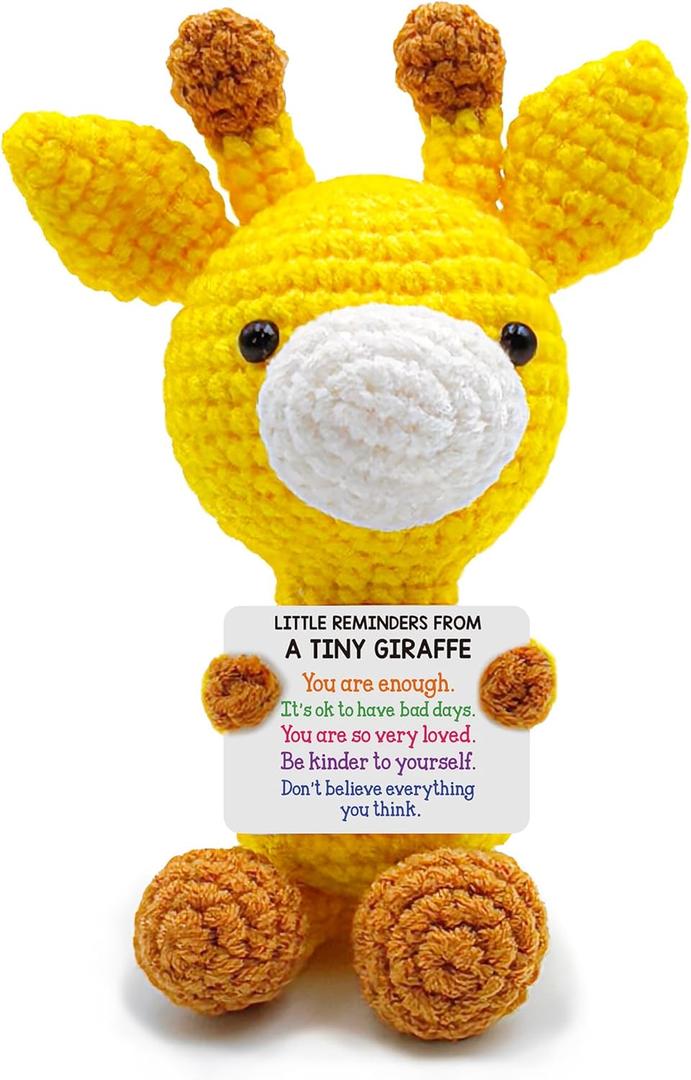 Inspirational Crochet Cheerful Giraffe  Christmas Stocking Stuffers Handmade Cute Emotional Cheer Uplifting Support Funny Gift for Women Student College Coworkers Birthday Graduation Friendship