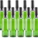 Cornucopia Plastic Wine Bottles (10-Pack, Green); Empty Bordeaux-Style Wine Bottles with Screw Caps and Seals